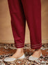 Janasya Women's Maroon Pure Cotton Ethnic Motifs Printed Straight Kurta Set